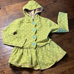 Matilda Jane Green and White Willow Dot Hoodie Jacket, size 8